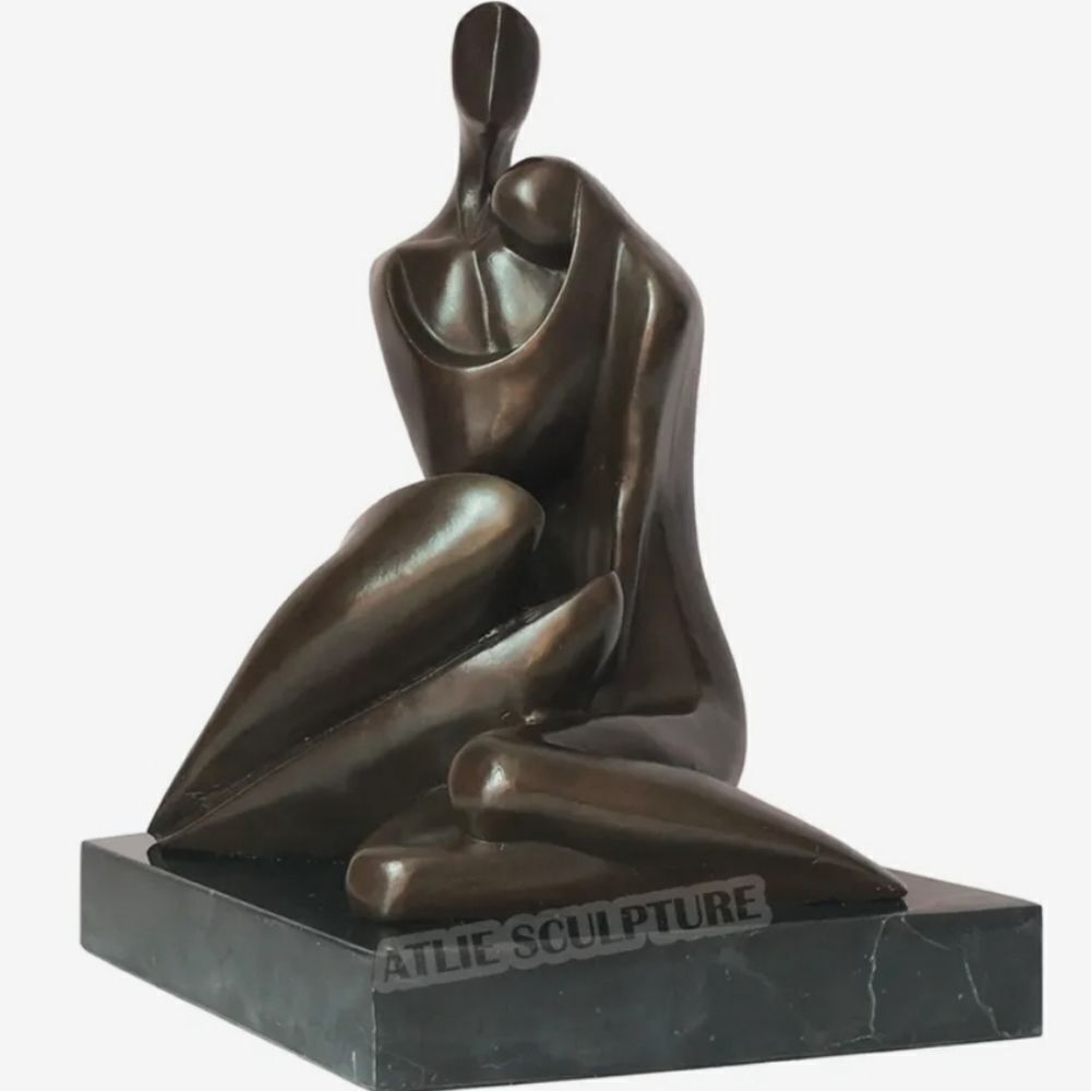 BRAND NEW WOME &MEN STATUE BRONZE ABSTRACT COUPLE LOVERS SCULPTURE ROMANCE ART - Picture 10 of 16